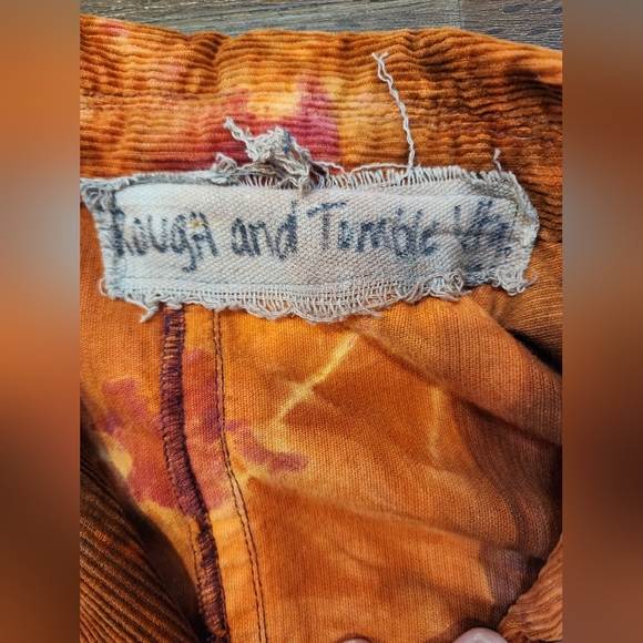 Rough And Tumble Vintage Womens Tye Dye Orange Jacket Button Up Corduroy - Picture 8 of 10
